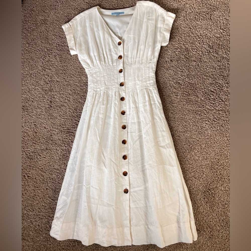 ANTONIO MELANI Elegant White Button-Down Dress, Size XS